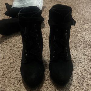 Shoe Dazzle Black Lace Up Boots
